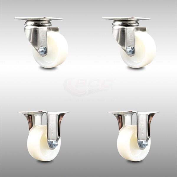 Service Caster 3 Inch 316SS Nylon Wheel Swivel Top Plate Caster Rigid, 2PK SCC-SS31620S314-NYS-2-R-2 - main